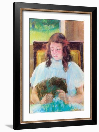 Young Girl Reading-Mary Cassatt-Framed Art Print