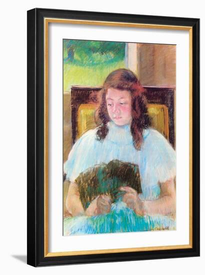 Young Girl Reading-Mary Cassatt-Framed Art Print