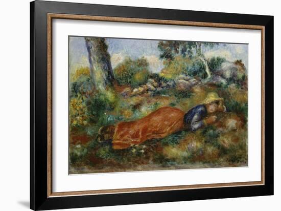 Young Girl Resting in the Shadow (Jeune Fille Couchée Sur L'Herbe), C. 1890-95-Pierre-Auguste Renoir-Framed Giclee Print