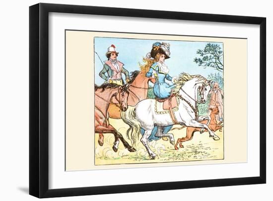 Young Girl Rides a White Horse Followed by a Suitor-Randolph Caldecott-Framed Art Print