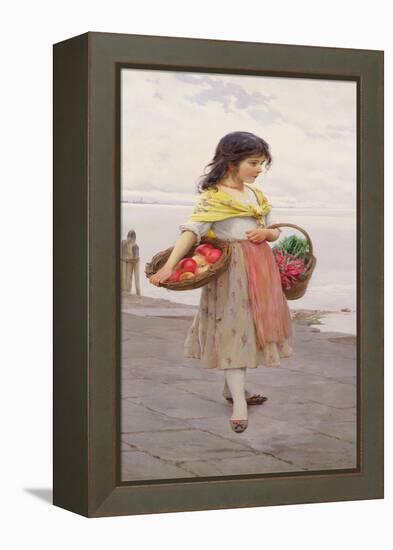 Young Girl Selling Fruits and Vegetables-Eugen Von Blaas-Framed Premier Image Canvas