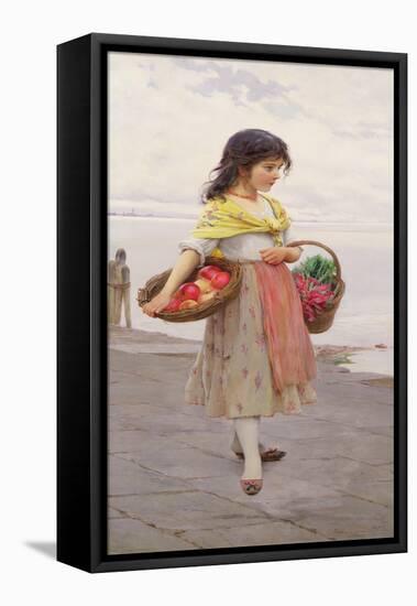 Young Girl Selling Fruits and Vegetables-Eugen Von Blaas-Framed Premier Image Canvas