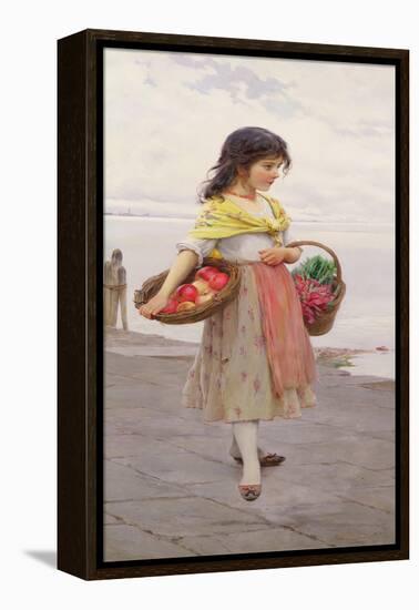 Young Girl Selling Fruits and Vegetables-Eugen Von Blaas-Framed Premier Image Canvas