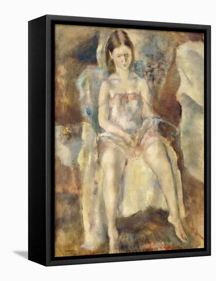 Young Girl Sitting-Jules Pascin-Framed Premier Image Canvas