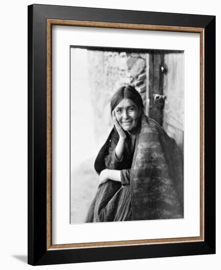 Young Girl Smiling-Edward S^ Curtis-Framed Giclee Print