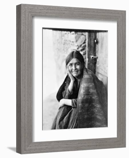 Young Girl Smiling-Edward S^ Curtis-Framed Giclee Print