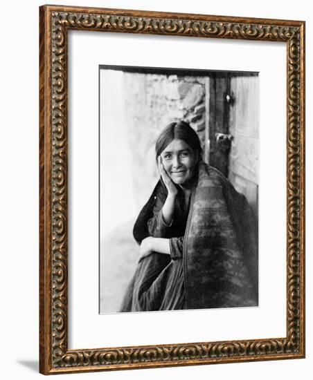 Young Girl Smiling-Edward S^ Curtis-Framed Giclee Print