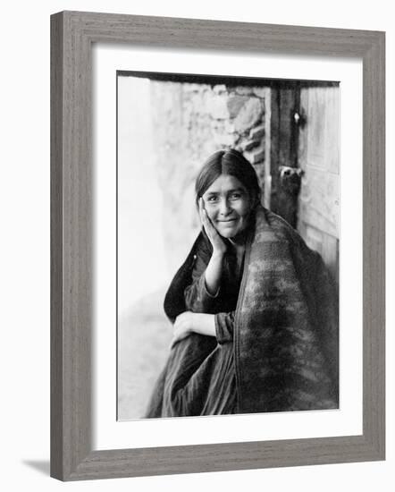 Young Girl Smiling-Edward S^ Curtis-Framed Giclee Print