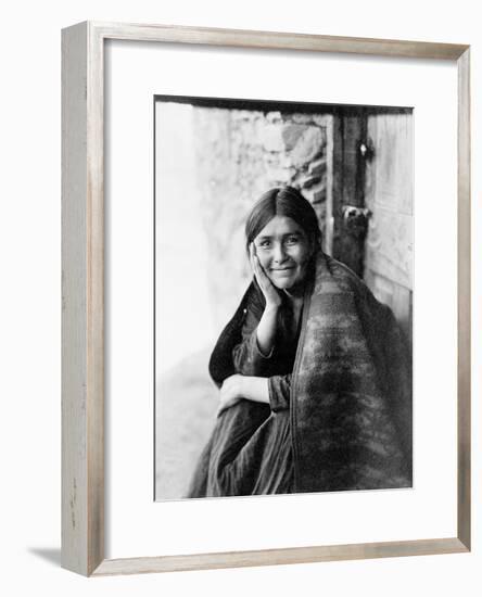 Young Girl Smiling-Edward S^ Curtis-Framed Giclee Print