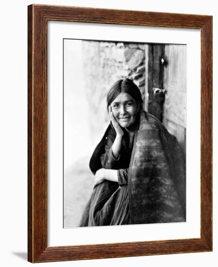 Young Girl Smiling-Edward S^ Curtis-Framed Giclee Print