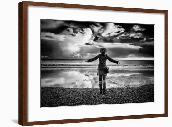 Young Girl Standing on a Beach-Rory Garforth-Framed Photographic Print