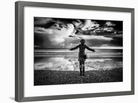 Young Girl Standing on a Beach-Rory Garforth-Framed Photographic Print