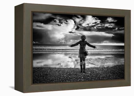 Young Girl Standing on a Beach-Rory Garforth-Framed Premier Image Canvas