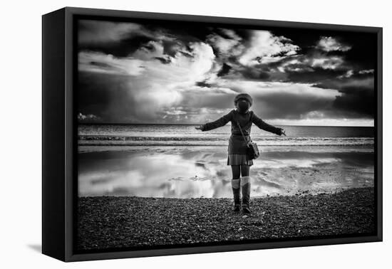 Young Girl Standing on a Beach-Rory Garforth-Framed Premier Image Canvas