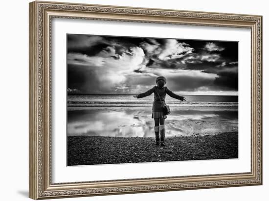 Young Girl Standing on a Beach-Rory Garforth-Framed Photographic Print