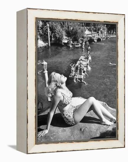 Young Girl Sunbathing at the Venetian Pool-Allan Grant-Framed Premier Image Canvas
