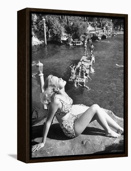 Young Girl Sunbathing at the Venetian Pool-Allan Grant-Framed Premier Image Canvas