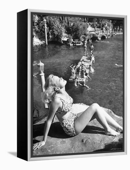 Young Girl Sunbathing at the Venetian Pool-Allan Grant-Framed Premier Image Canvas