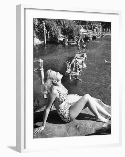 Young Girl Sunbathing at the Venetian Pool-Allan Grant-Framed Photographic Print