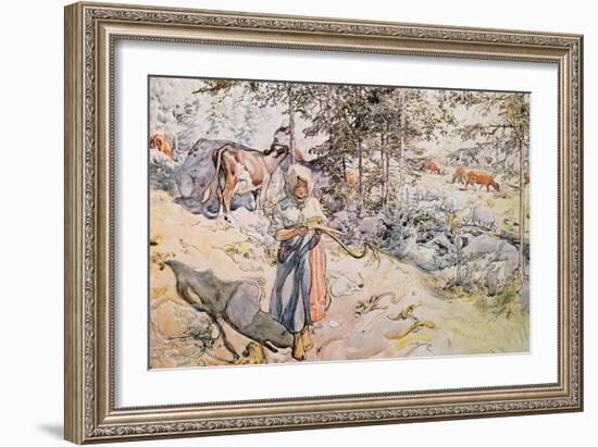 Young Girl Weaving, 1905-Carl Larsson-Framed Giclee Print