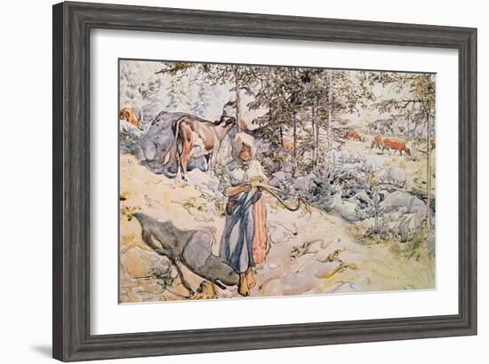 Young Girl Weaving, 1905-Carl Larsson-Framed Giclee Print