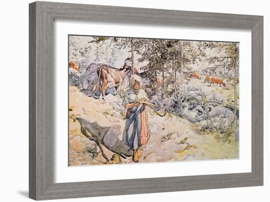 Young Girl Weaving, 1905-Carl Larsson-Framed Giclee Print