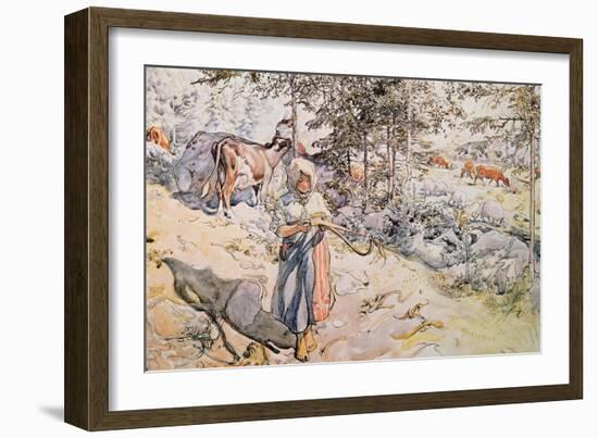 Young Girl Weaving, 1905-Carl Larsson-Framed Giclee Print