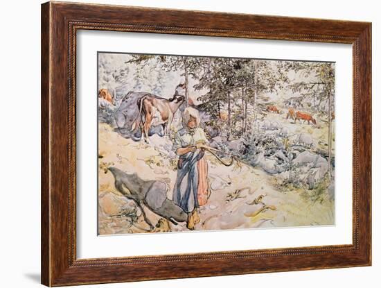 Young Girl Weaving, 1905-Carl Larsson-Framed Giclee Print