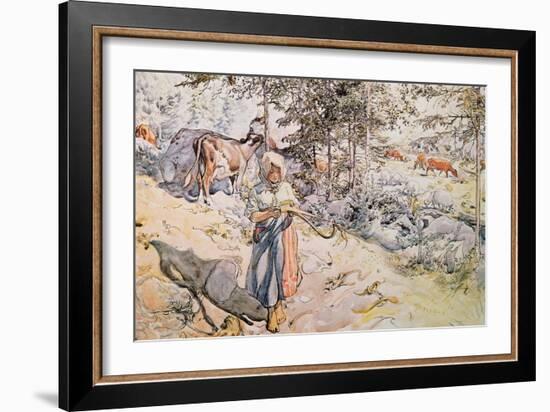 Young Girl Weaving, 1905-Carl Larsson-Framed Giclee Print