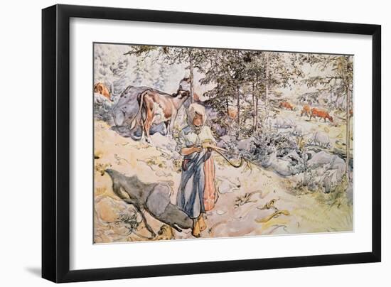 Young Girl Weaving, 1905-Carl Larsson-Framed Giclee Print