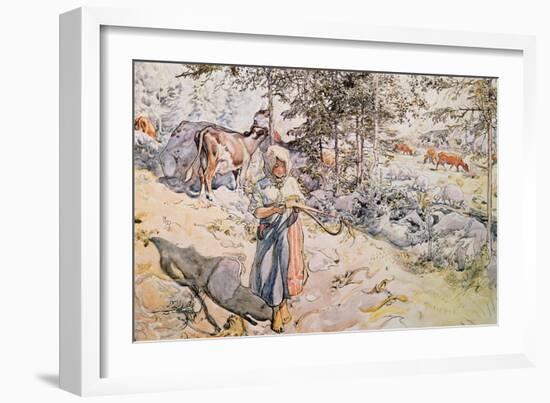 Young Girl Weaving, 1905-Carl Larsson-Framed Giclee Print