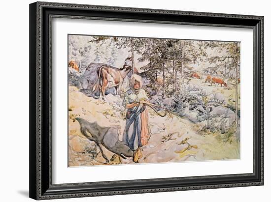 Young Girl Weaving, 1905-Carl Larsson-Framed Giclee Print