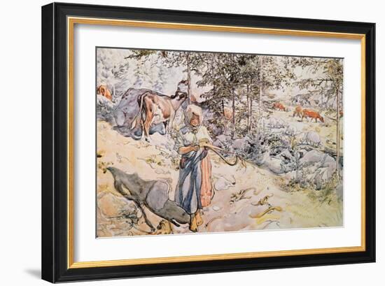 Young Girl Weaving, 1905-Carl Larsson-Framed Giclee Print