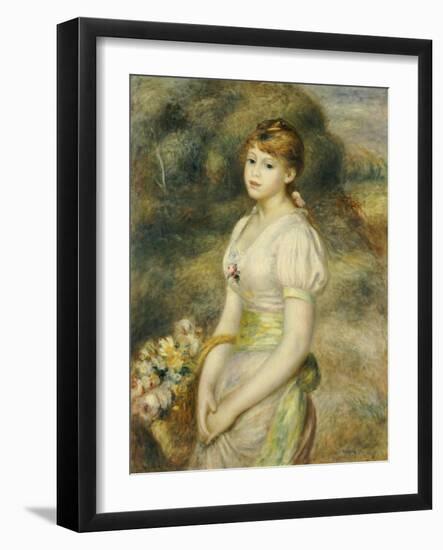 Young Girl with a Basket of Flowers, 1888-Pierre-Auguste Renoir-Framed Giclee Print