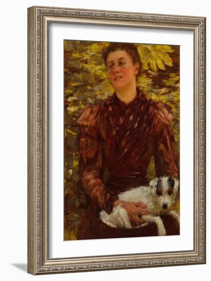 Young Girl With a Dog-Henry Herbert La Thangue-Framed Giclee Print