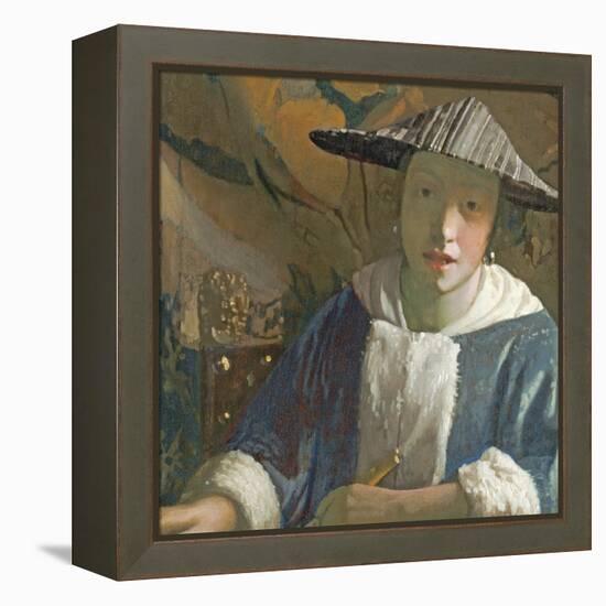 Young Girl with a Flute, C.1665-70-Johannes Vermeer-Framed Premier Image Canvas