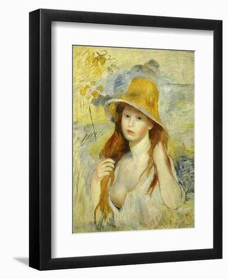 Young Girl with a Hat, 1884-Pierre-Auguste Renoir-Framed Giclee Print