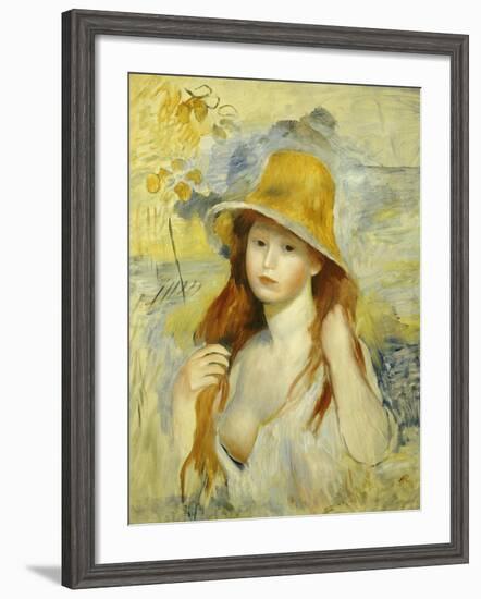 Young Girl with a Hat, 1884-Pierre-Auguste Renoir-Framed Giclee Print