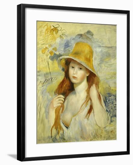 Young Girl with a Hat, 1884-Pierre-Auguste Renoir-Framed Giclee Print