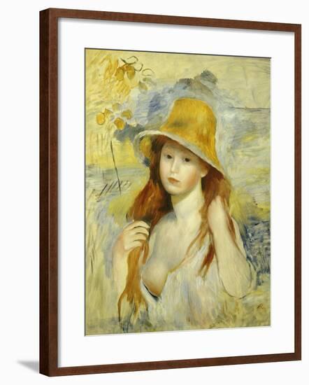 Young Girl with a Hat, 1884-Pierre-Auguste Renoir-Framed Giclee Print