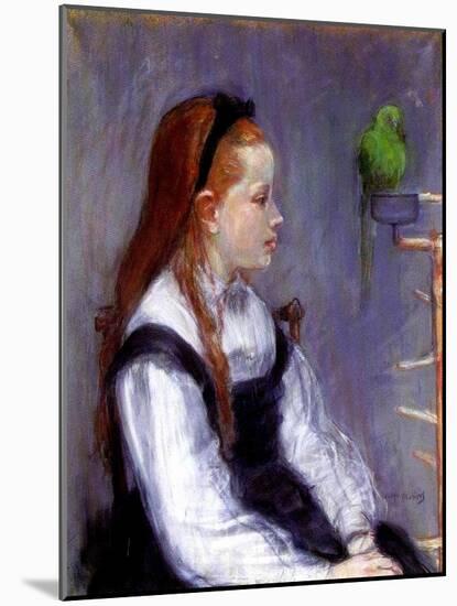 Young Girl with a Parrot, C.1873-Berthe Morisot-Mounted Giclee Print