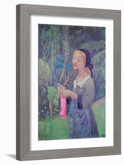 Young Girl with a Pink Stocking or Young Breton Knitting, 1920-Paul Serusier-Framed Giclee Print