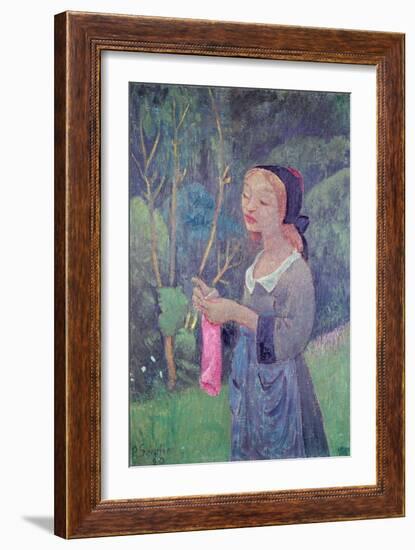 Young Girl with a Pink Stocking or Young Breton Knitting, 1920-Paul Serusier-Framed Giclee Print