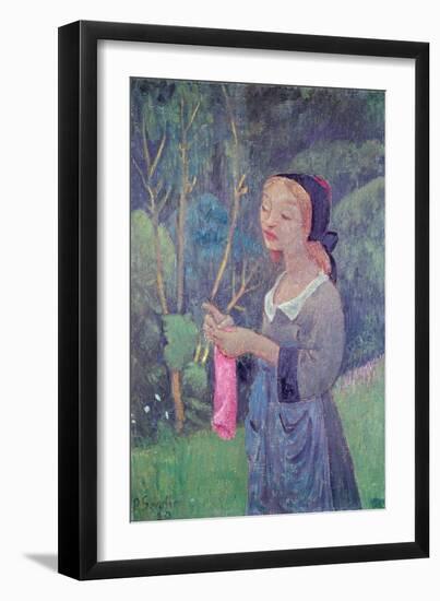 Young Girl with a Pink Stocking or Young Breton Knitting, 1920-Paul Serusier-Framed Giclee Print