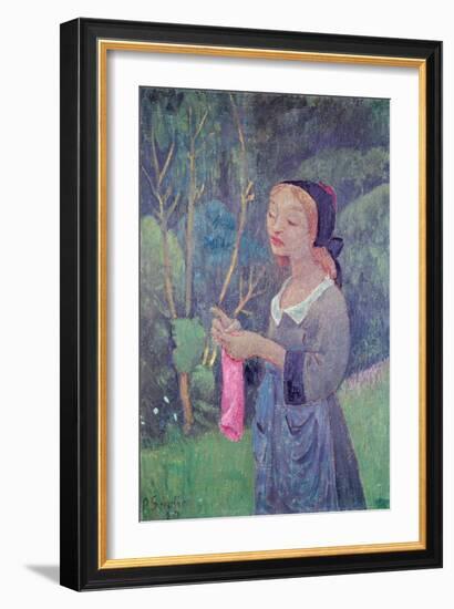 Young Girl with a Pink Stocking or Young Breton Knitting, 1920-Paul Serusier-Framed Giclee Print