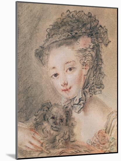 Young Girl with a Small Dog-Francois Boucher-Mounted Giclee Print