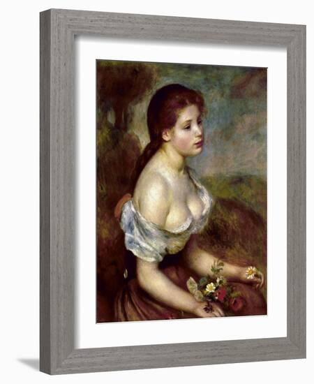 Young Girl with Daisies, 1889-Pierre-Auguste Renoir-Framed Giclee Print