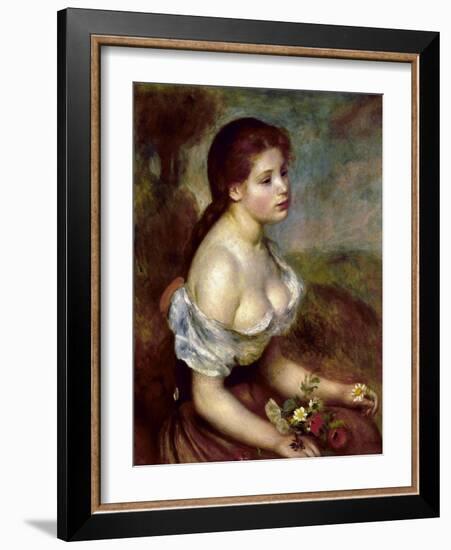 Young Girl with Daisies, 1889-Pierre-Auguste Renoir-Framed Giclee Print