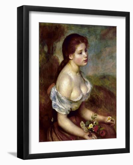 Young Girl with Daisies, 1889-Pierre-Auguste Renoir-Framed Giclee Print