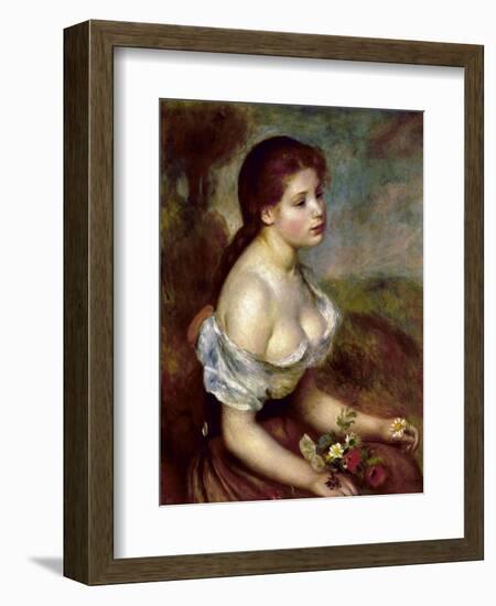 Young Girl with Daisies, 1889-Pierre-Auguste Renoir-Framed Giclee Print